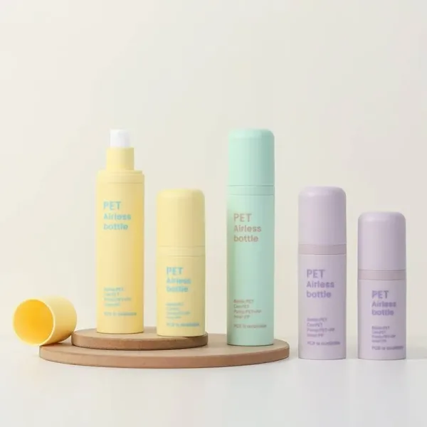 Pastel Yuvarlak Kapaklı Yeniden Doldurulabilir PET Airless Şişe